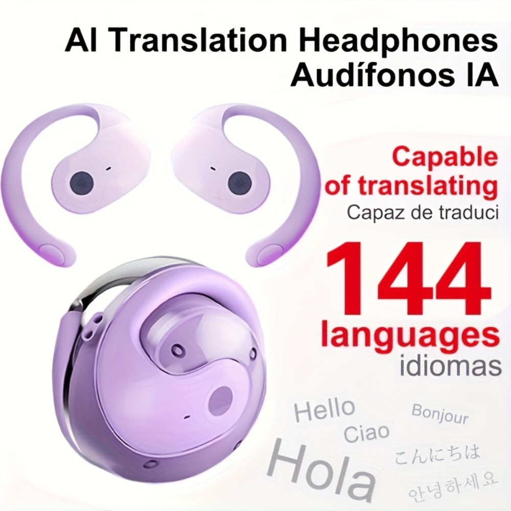 144-Language AI Real-Time Translation Earbuds, Two-Way Interpreter Earphones USB & Battery Rechargeable with Carrying Pouch, for Travel Business Shopping Learning Language Study
