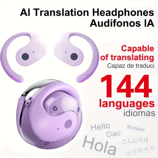 144-Language AI Real-Time Translation Earbuds, Two-Way Interpreter Earphones USB & Battery Rechargeable with Carrying Pouch, for Travel Business Shopping Learning Language Study