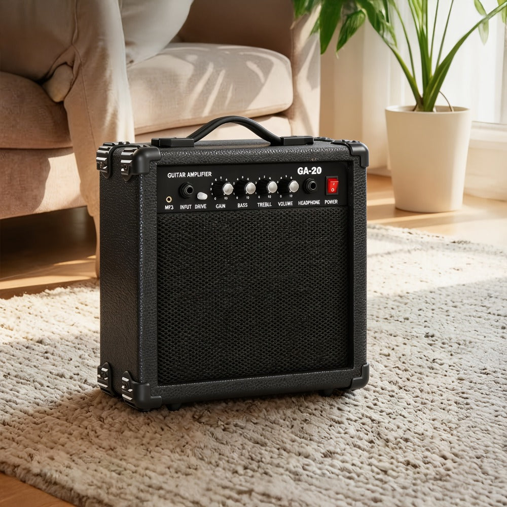 GA-20 20W Electric Guitar Amplifier with 6.5" Speaker, AUX MP3 Input & Headphone Output - Wood Panel Practice Amp for Beginner Intermediate Guitarist, Home Studio Stage