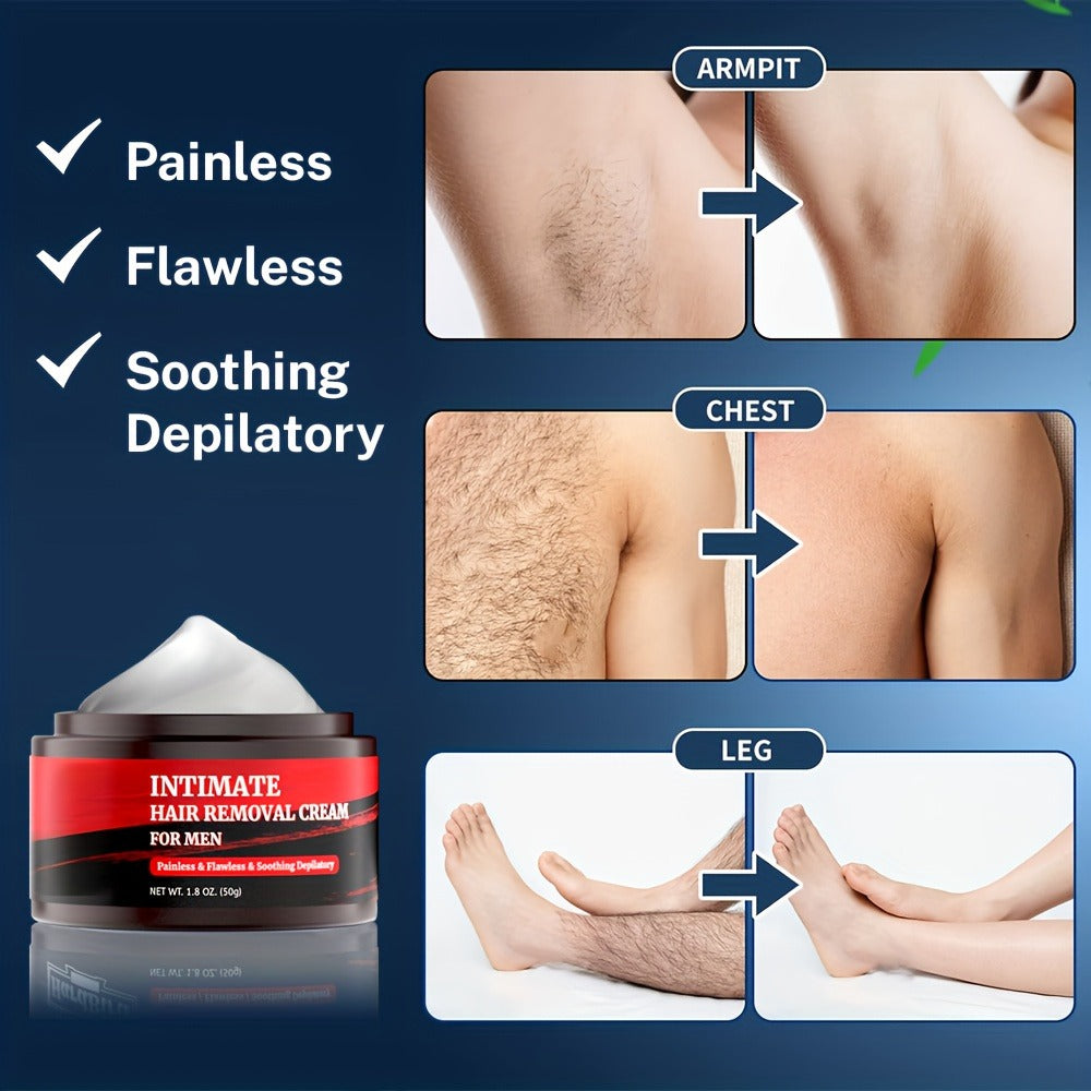Hair Removal Cream for Men in a 50g Jar with 1-, 2- or 3-Pack Options for Body Grooming Routines
