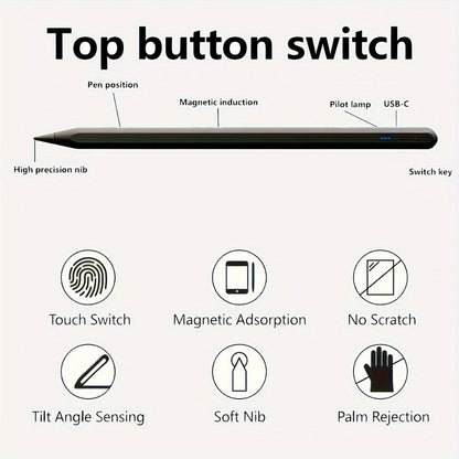 Rechargeable Stylus Pen for Listed 2018–2024 iPad Models with Magnetic Storage, Tilt Response and Four Color Bundles