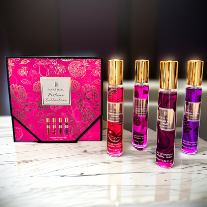 Travel Size Perfume Set for Women — Mystical 4-Piece Fresh Fruity Fragrance Kit 20ml Each, Layered Front Mid & Base Notes, Unisex Long-Lasting Scent, Perfect for Dating, Mother’s Day & Birthday Gifts