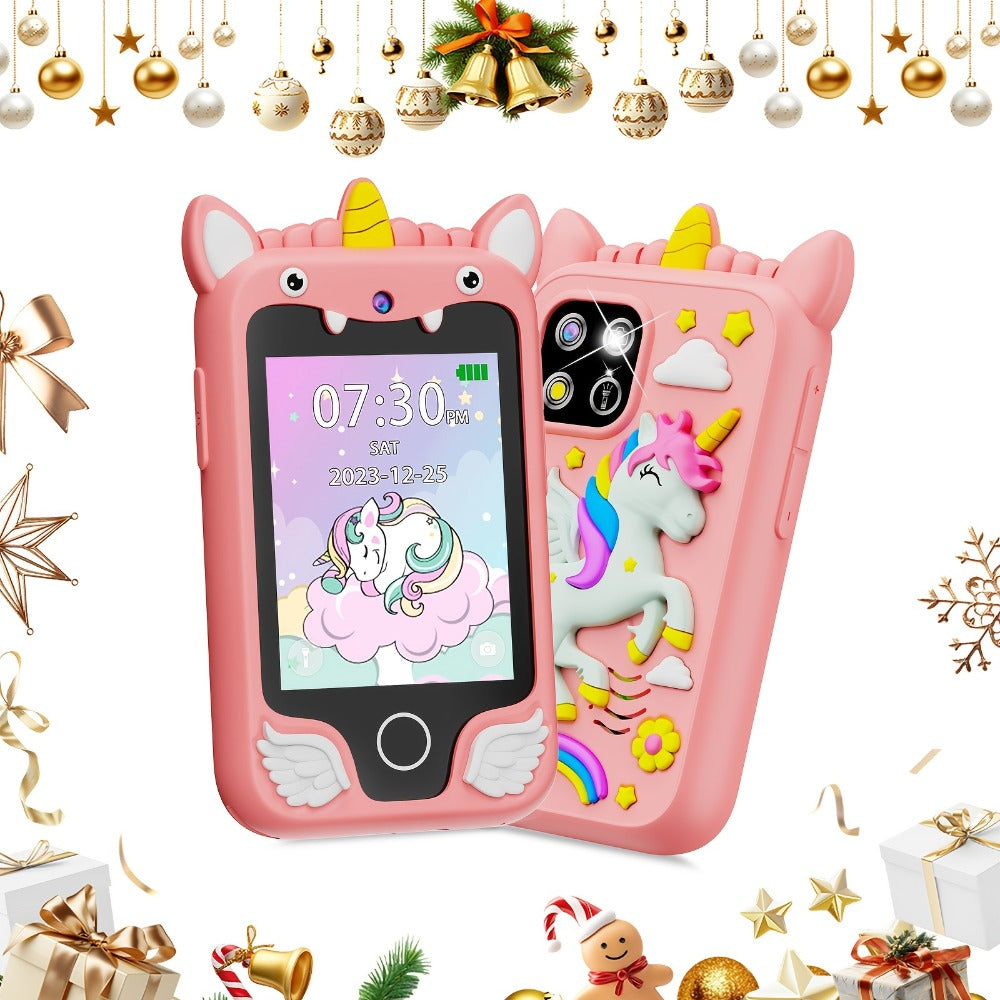 Dinosaur Explorer Phone Toy for Kids with HD Touchscreen & Dual Camera – Educational Smart Phone Toy 8GB for Boys & Girls, Travel Toy in Pink Purple Green, Birthday Christmas Gift