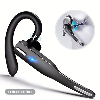 Single Ear Bluetooth Business Earbud with Microphone 15-Hour Call Time 15-Day Standby Rotating Earplug Touch Control for Driving Office Sports Voice Calls Video Work