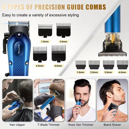 Hair Clippers & Trimmers BLUTOOL Blue or Black Multi-Tool Sets with LCD Displays, USB Charging and Three Models