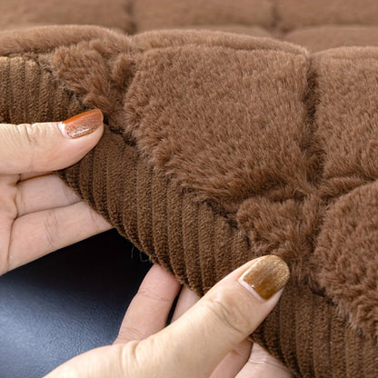 Sofa Cover Plush-Texture Cushion Panels in Pillowcase and 1, 2, 3 or 4-Seat Dimensions in Four Colors
