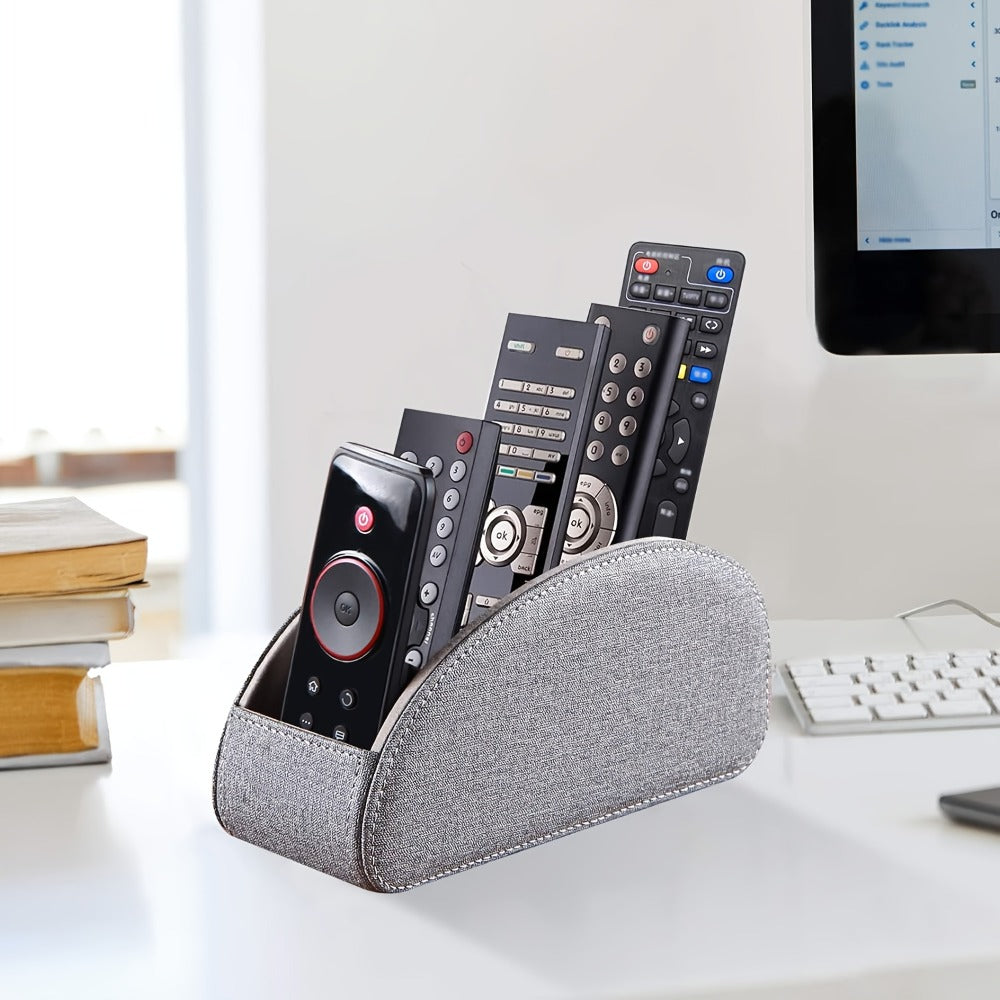 Faux Leather Desktop Organizer 5 Compartments – Multifunctional Remote Control Holder Caddy, Pen Holder Storage Box for Remote Controls, Pens, Eyeglasses, Makeup Brushes & Office Stationery, 10 Styles