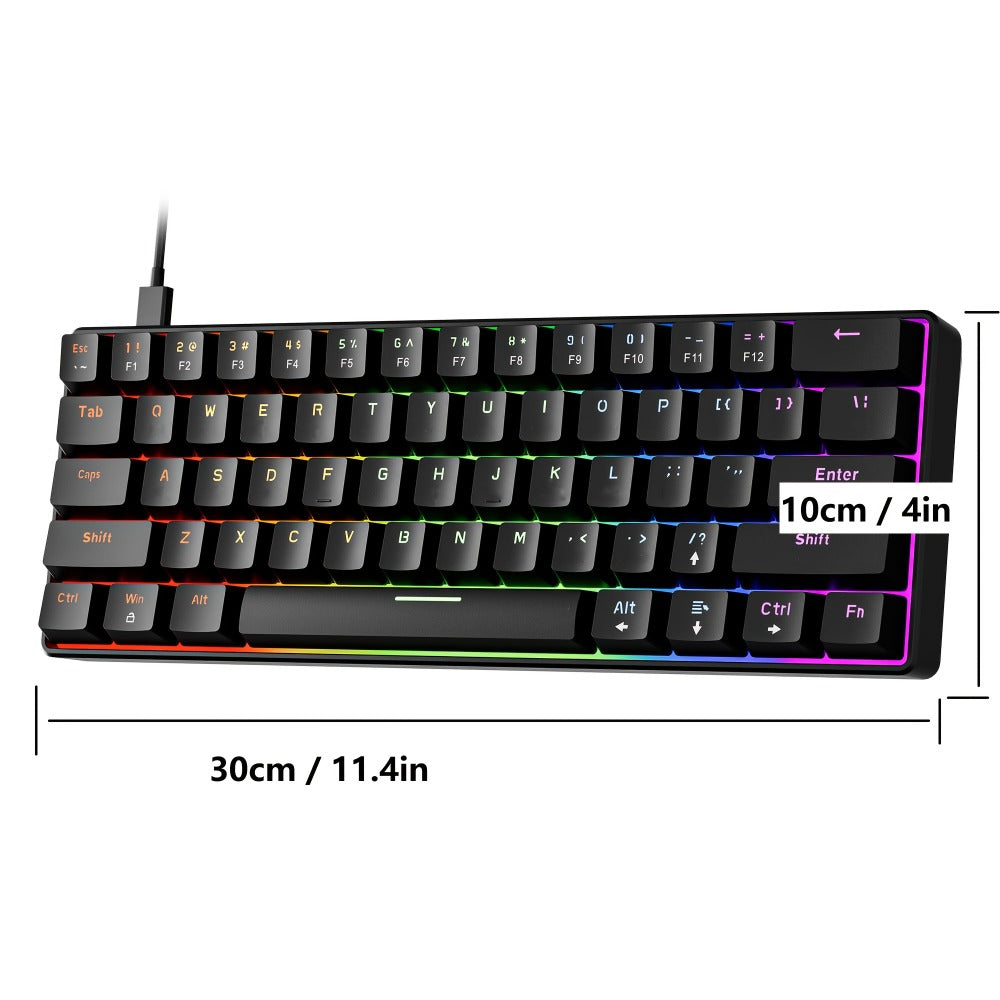 Hot-Swap 61-Key 60% RGB Mechanical Gaming Keyboard, Hot Swappable Red Blue Switch Compact Wired Keyboard with RGB Backlight, Portable Mini Keyboard for Windows PC Laptop Mac Gamers Typists
