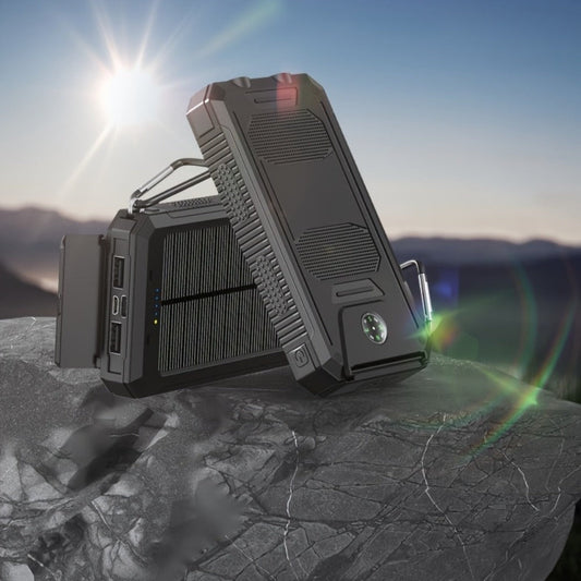 Power Bank Solar 20000mAh with Dual USB, LED Flashlight, Compass and Black or Orange Shell