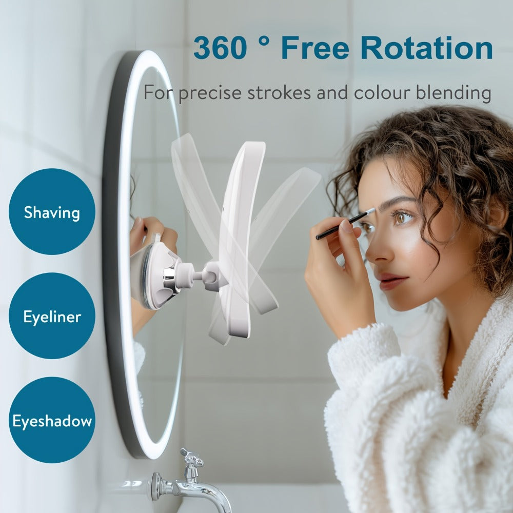 25X Magnifying Mirror with LED Light Suction Cup Mount, Lighted Makeup Mirror 360° Rotation Touch Control 3 Color Modes 2000mAh Rechargeable for Bathroom Vanity Eyebrow Skincare, Tweezer Gift Set