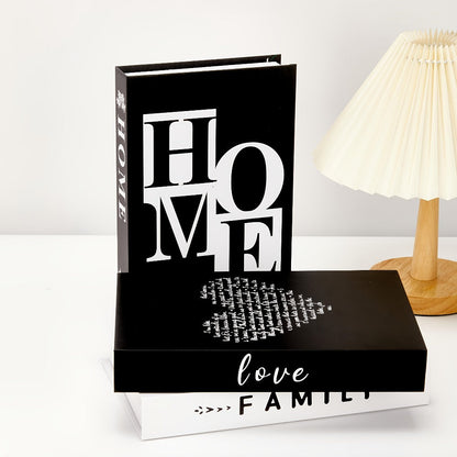 Three-Piece Faux Decorative Book Set with Industrial-Inspired Covers for Shelf or Office Styling