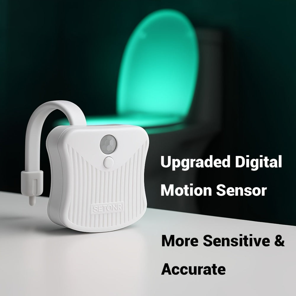Two-Piece Clip-On Toilet Bowl LED Night Light Set with Motion Sensor and Three Brightness Levels