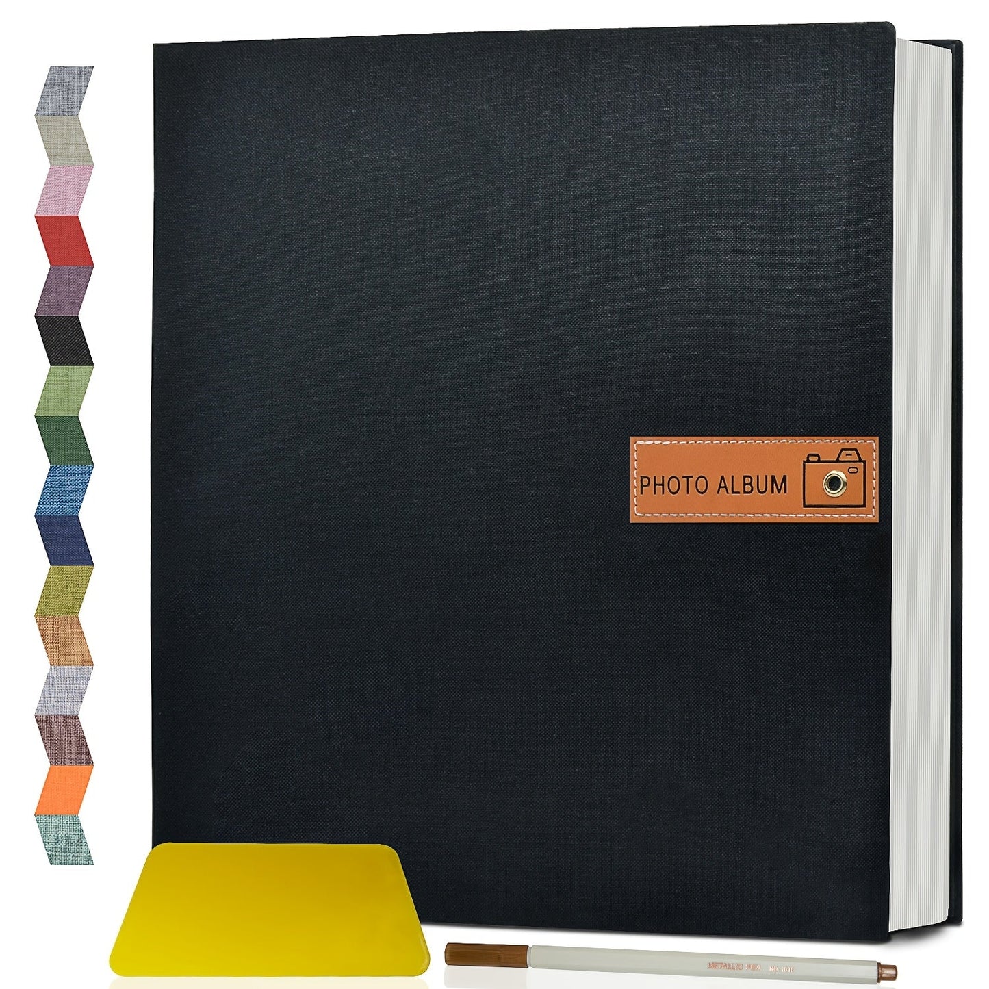 Self-Adhesive Linen Photo Album with 40- or 60-Page Options, Two Cover Sizes, Metal Pen and 12 Colors