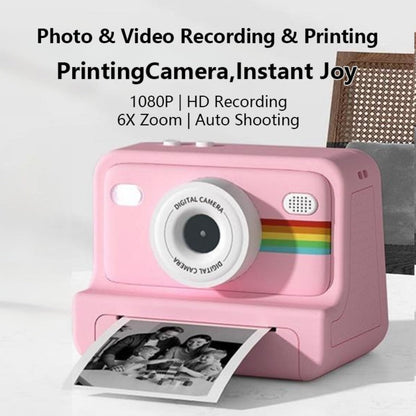Instant Print Digital Camera with 1-Second Photo Printing | 1080P HD Screen, Selfie & Video Camera, 3 Rolls Paper Included | Portable Travel Camera Gift for Kids, Teens & Adults