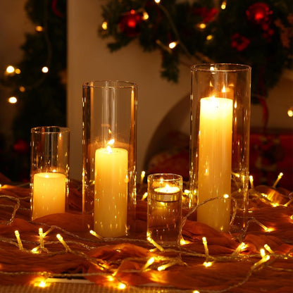 Clear Glass Cylinder Vases Set of 16 – 4 6 8 10 Inch Tall Glass Vases for Centerpieces, Floating Candle Holders, Wedding Table Decor, Party & Home Decoration