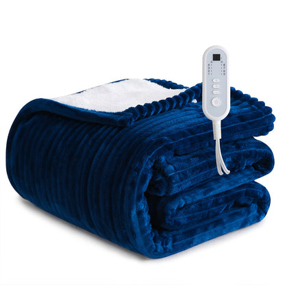 Electric Blanket with Temperature Control and Timer – Extra Large Flannel Heated Blanket, 8 Levels 10-Hour Auto-Off, Machine Washable, PTC+NTC Overheat Protection, Throw Twin Full Queen King