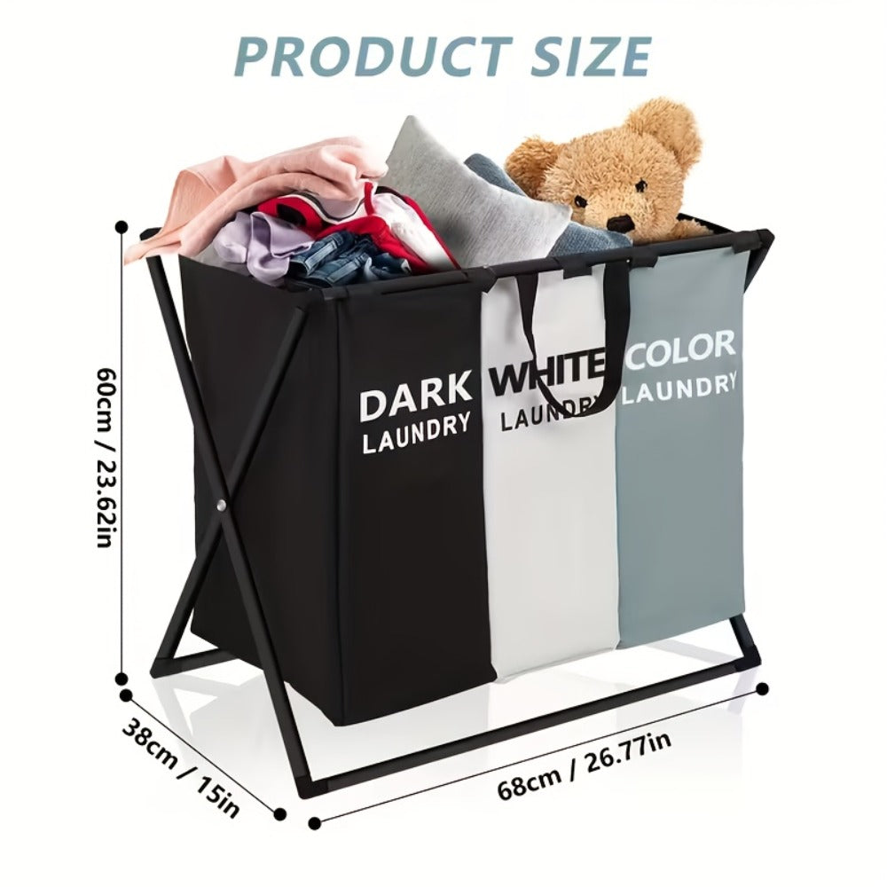 Rectangular Laundry Hamper Basket with Handles – Large Multi-Component Clothes Storage Organizer for Home, College Dorm, Bathroom & Bedroom – Stylish Functional Laundry Basket