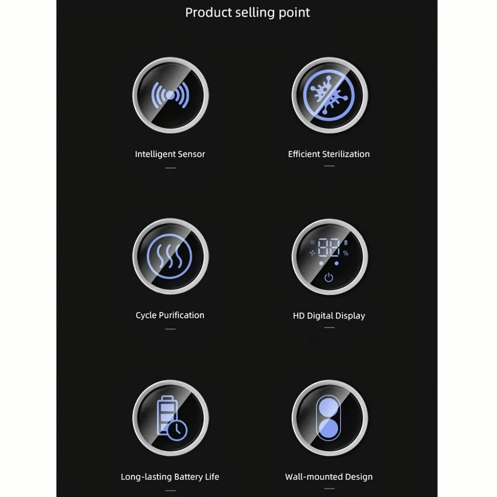 Enclosed Two-Slot Wall-Mounted Toothbrush Holder with Sensor Door, Display and USB Charging Cable