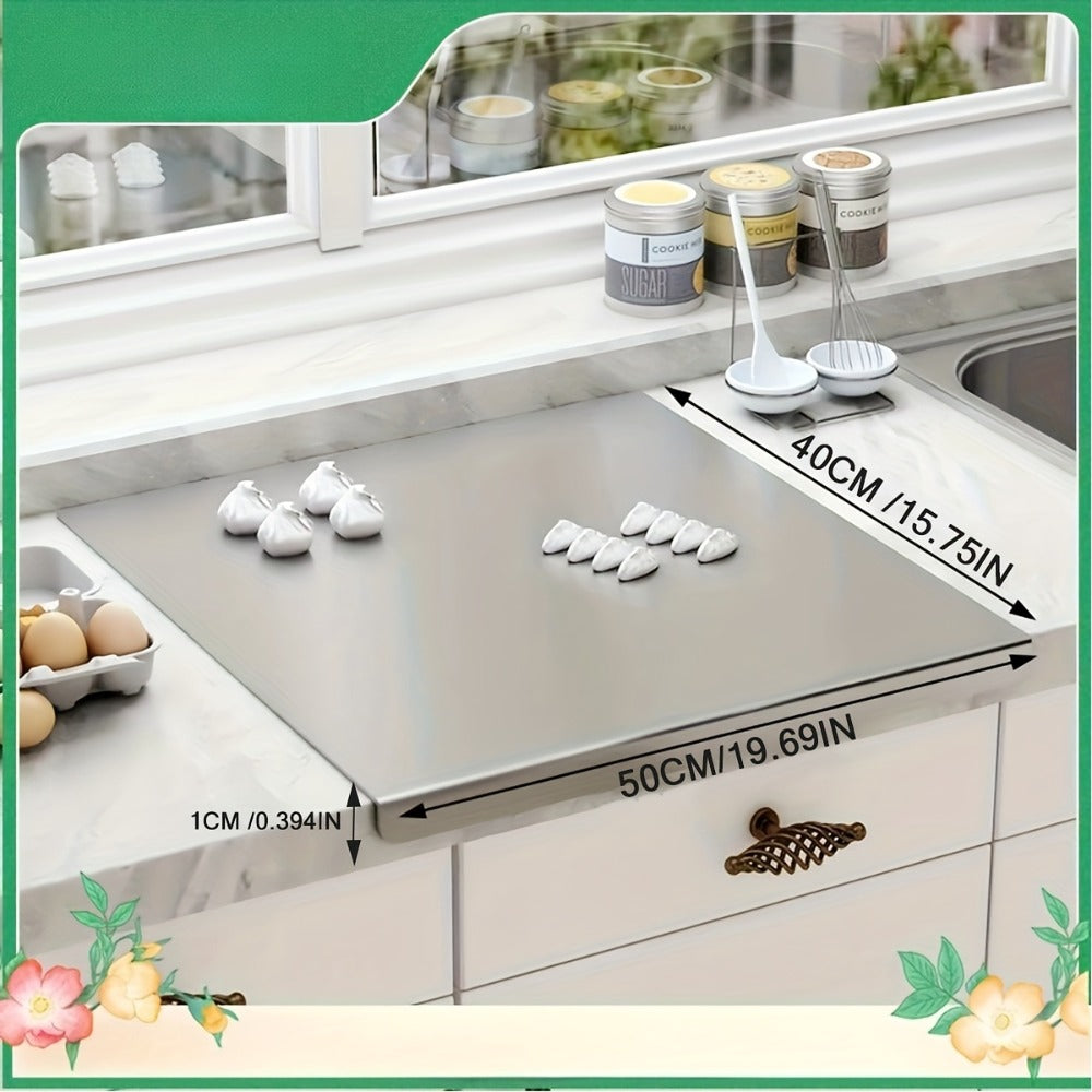 Stainless Steel Cutting Board – 304 Grade Butcher Block Rolling Board, Large Kitchen Chopping Board for Meat, Vegetables & Bread, Non-Slip Household Kitchen Supplies