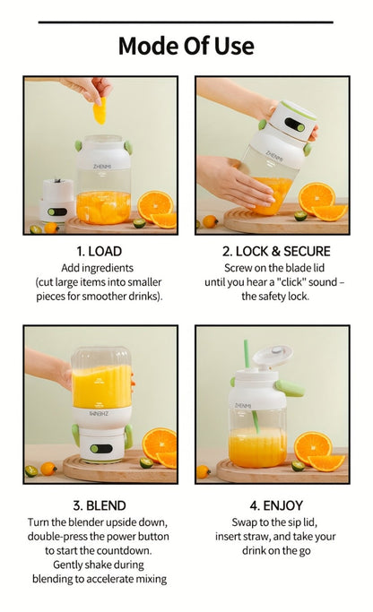 Cordless Portable Blender 33oz USB Rechargeable - Ice Crushing Blender for Smoothies & Shakes