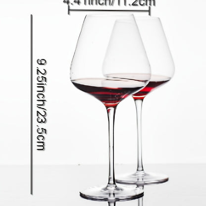Four-Piece Long-Stem Wine Glass Set with Clear Wide Bowls, Narrow Stems and Rounded Bases for Table Service