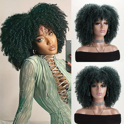 Synthetic Wig 16-Inch Kinky Curly Afro with Elastic Net Cap in 18 Color Options for Cosplay Looks