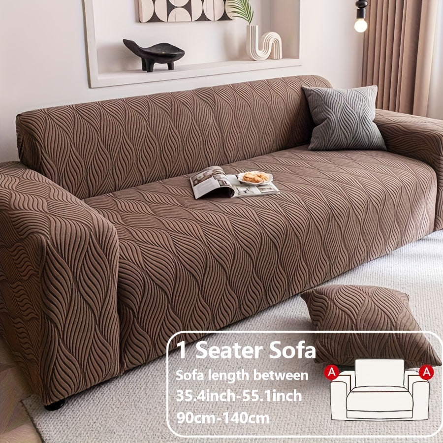 Sofa Cover Polar Fleece Modern Jacquard Elastic Slipcover with Anti-Slip Fit for 1 to 4-Seater Sofas