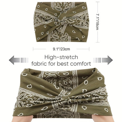 Eight Wide Knotted Headbands with Mixed Paisley and Geometric Patterns in One Image-Bound Set