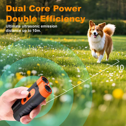 Ultrasonic Dog Device - Handheld Bark Control with Dual-Head System, LED Light & One-Touch Operation for Small Medium Large Dogs