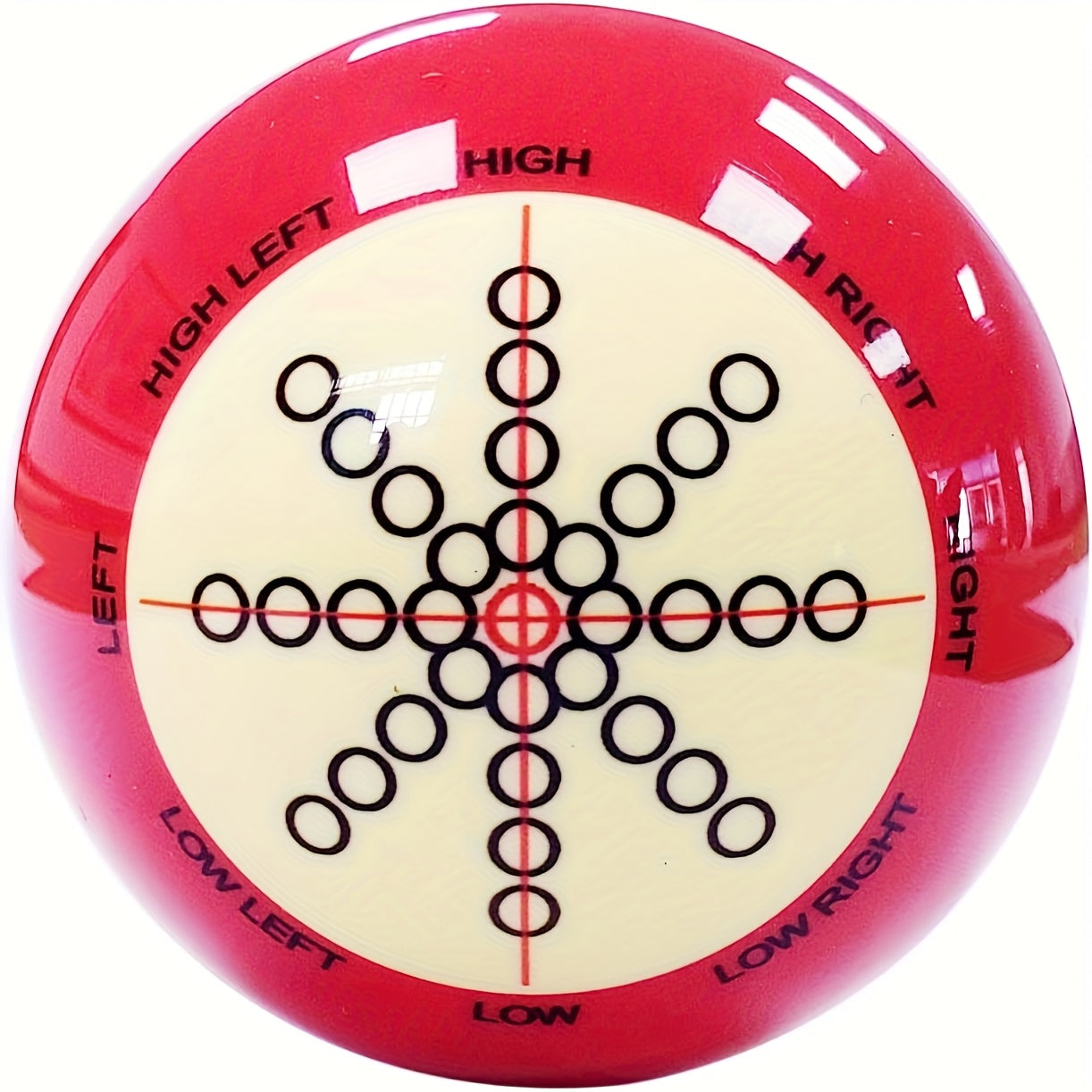 Red Billiard Practice Cue Ball Set with Two Printed Training Patterns, Chalk Cube and Cleaning Cloth