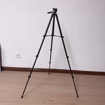 50-Inch Aluminum Camera Tripod with Pan-and-Tilt Head, Quick-Release Plate, Phone Clip and Carrying Bag in Black