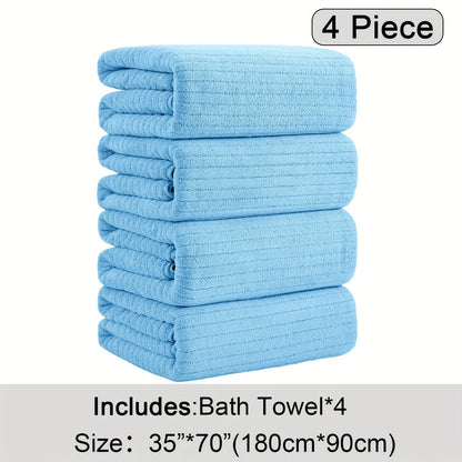 Bath Towels Set 4 Pack 35x70 Inch Oversized Extra Large - Microfiber Super Absorbent Quick Dry XL Bath Sheet Soft Bathroom Towels | 13 Colors | Family Hotel Spa Shower Towel Set Coastal Style