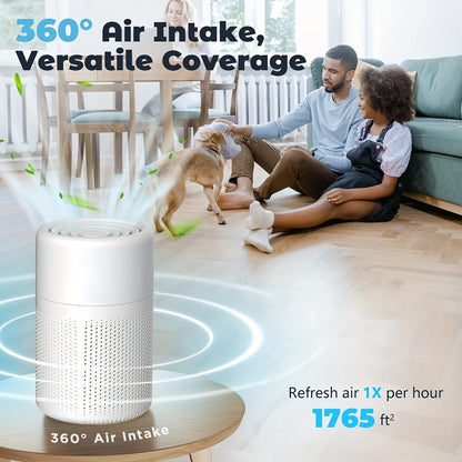 Air Purifier with Negative-Ion Function, Type-C Power, Blue Light, Aroma Box and 50 m3/h Airflow