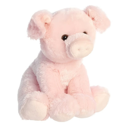 Stuffed Animal Pink Pig with Big Eyes, Curled Tail and Pillow-Style Body for Nursery or Sofa Decor
