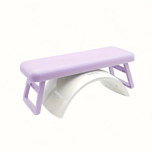 Folding Nail Armrest Hand Rest for Nail Technicians - Cushioned Wrist Support Pillow Bracket, Portable Manicure Table Stand, Professional Salon Nail Station Accessory, Pink White Purple