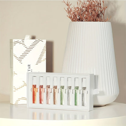 Perfume Gift Set LASTAR Eight-Piece Spray Bottle Collection in White Gold Box with Fitted Insert for Women