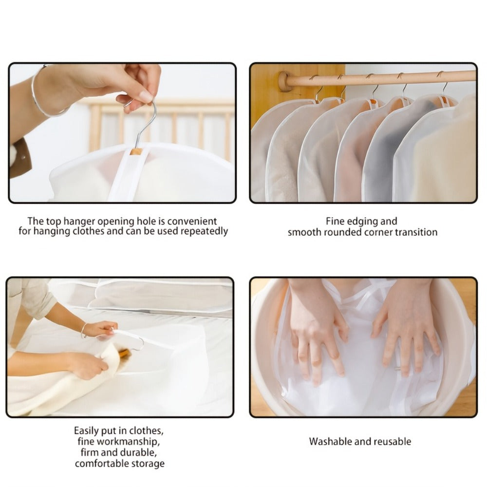 Ten-Piece Translucent Hanging Garment Bag Set with Full Zippers in Four Exact Length Options