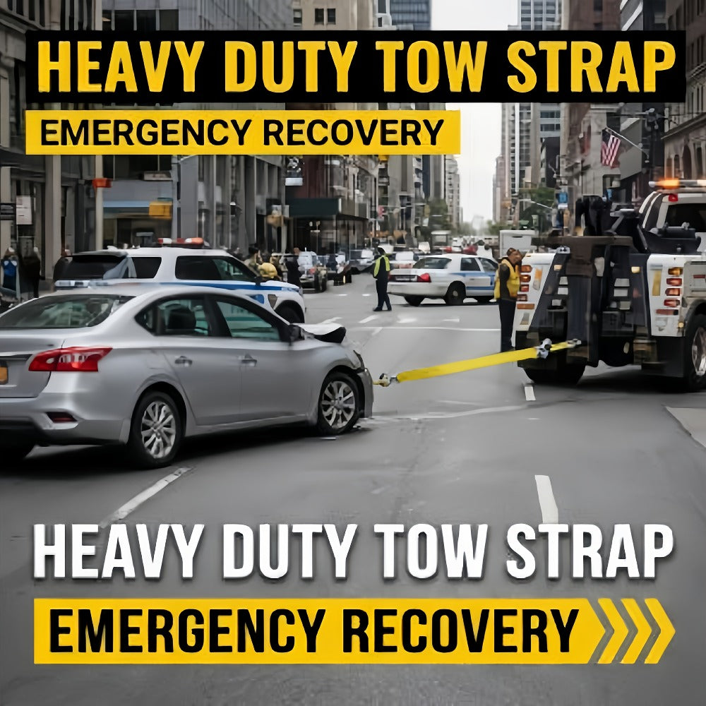 Recovery Tow Strap with Forged Steel Hook - 4M 13FT 11000LB Heavy Duty Winch Strap for Off-Road SUV Truck Pickup Emergency Vehicle Rescue Towing Equipment