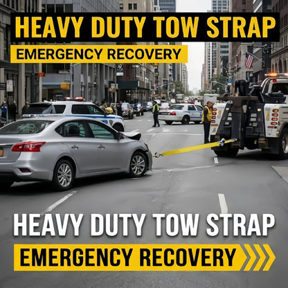 Recovery Tow Strap with Forged Steel Hook - 4M 13FT 11000LB Heavy Duty Winch Strap for Off-Road SUV Truck Pickup Emergency Vehicle Rescue Towing Equipment