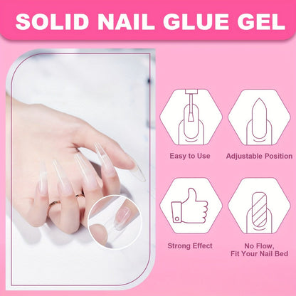 Nail Glue Set, 8ml Brush-On Bottles in 2-, 5- or 10-Piece Options with SHEFFYA Package and EMNAGLUE Bottle Markings