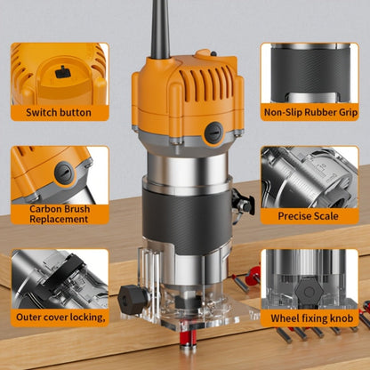 Wood Router Edge Trimmer 800W 6.1Amp Compact Hand Router Tool 35000RPM with Variable Speed, 1/4" Collet, Router Bit Set for Woodworking Slotting Carving Edge Treatment DIY Projects