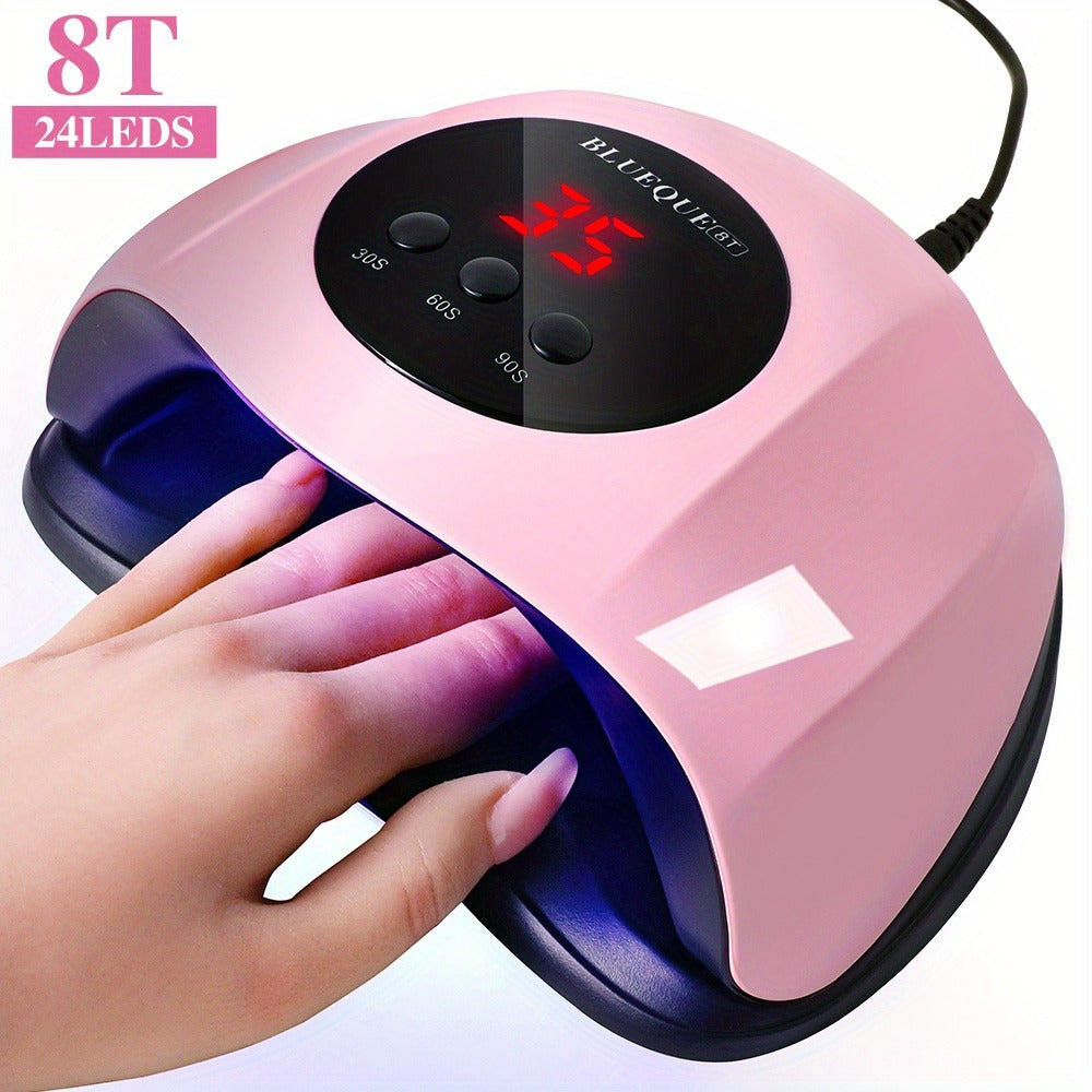 8T UV LED Nail Lamp with 24 Light Beads, Infrared Hand Sensor, 30/60/90s Timers and Two USB Styles