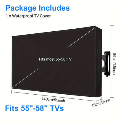 Black Television Cover for 55- to 58-Inch Screens with Rear Opening and Full Front Panel at Home