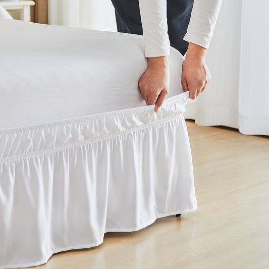 Ruffled Bed Skirt with Adjustable Elastic - Twin Full Queen King, 15-Inch Drop, Machine Washable, 30 Colors