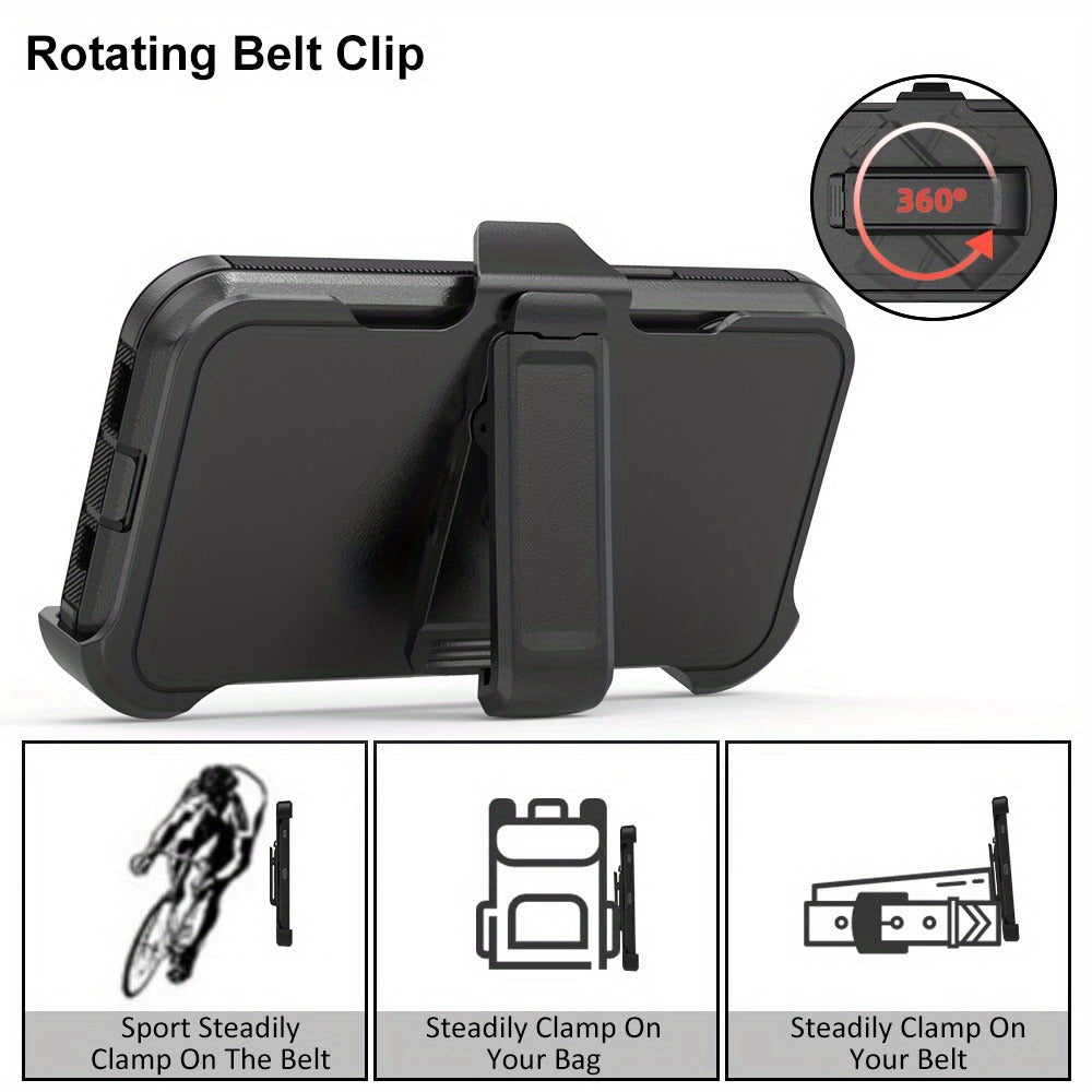 Rugged iPhone 15 Shockproof Case with Belt Clip Holster TPU PC Dual Layer Drop Protection Military Grade Cover for iPhone 15 Pro Max 15 Plus 15 Pro 15 – Heavy Duty Armor for Men Outdoor Work