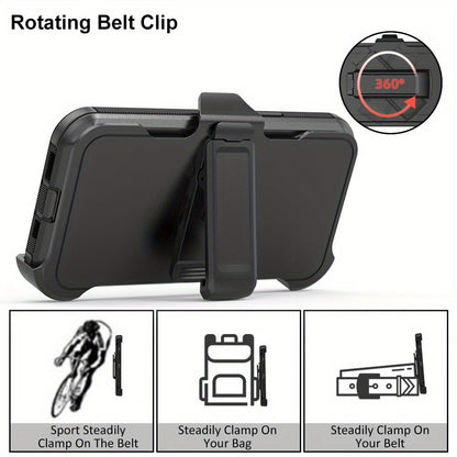 Rugged iPhone 15 Shockproof Case with Belt Clip Holster TPU PC Dual Layer Drop Protection Military Grade Cover for iPhone 15 Pro Max 15 Plus 15 Pro 15 – Heavy Duty Armor for Men Outdoor Work