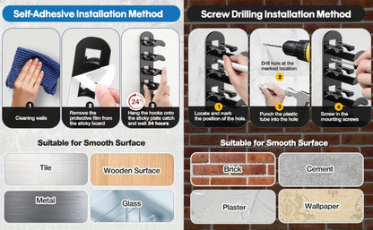 Wall Mounted Hat Rack for Baseball Caps – Adhesive or Drill Mount, Holds 20 Hats, Multilayer Storage, 2pcs