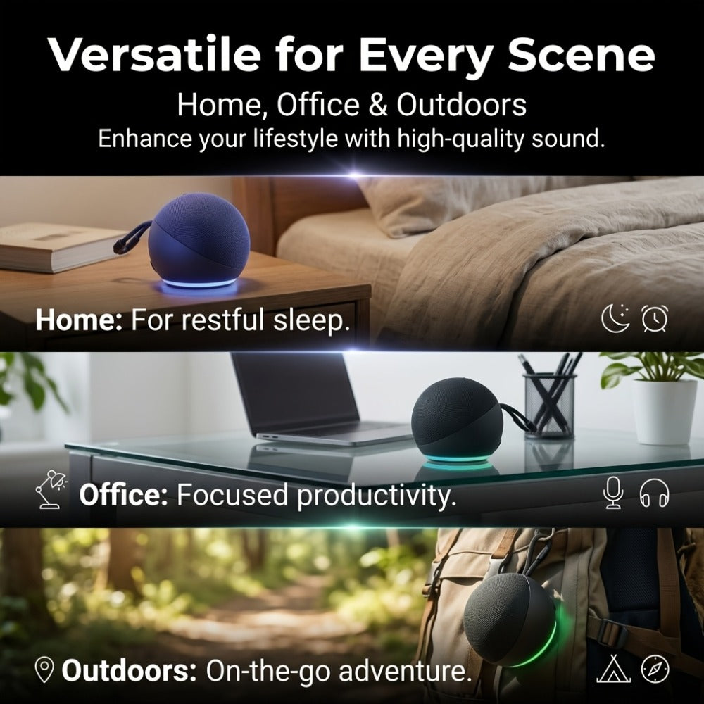 Portable Bluetooth Speaker Spherical Model with RGB, TWS, Subwoofer, 360° Listing and Included Base