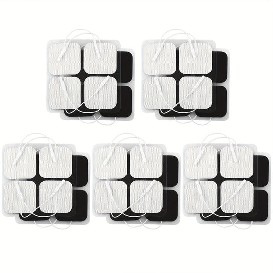 TENS EMS Electrode Pads 40-Pack, 2x2 Inch Reusable Self-Adhesive Replacement Electrode Patches with 2.0mm Pin Connector, Compatible with All TENS EMS Devices, Skin-Friendly Electrotherapy Pads