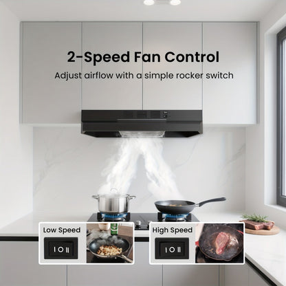 Range Hood 30 Inch Under Cabinet 350 CFM Ducted Ductless Convertible Kitchen Vent Hood for Home Cooking, Dining and Outdoor Meals